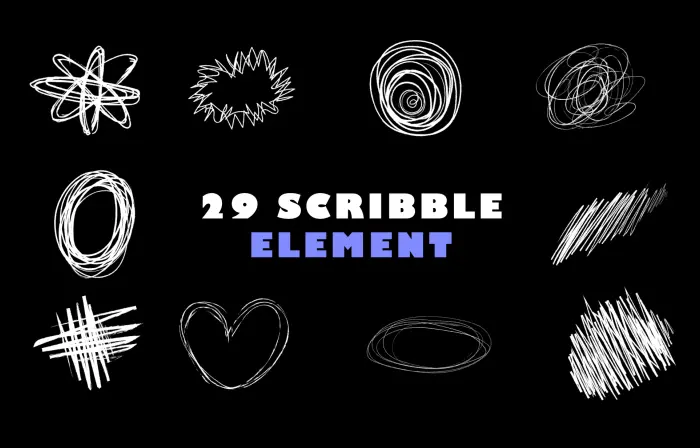 Flat Design Scribble Elements Pack Vector Animation